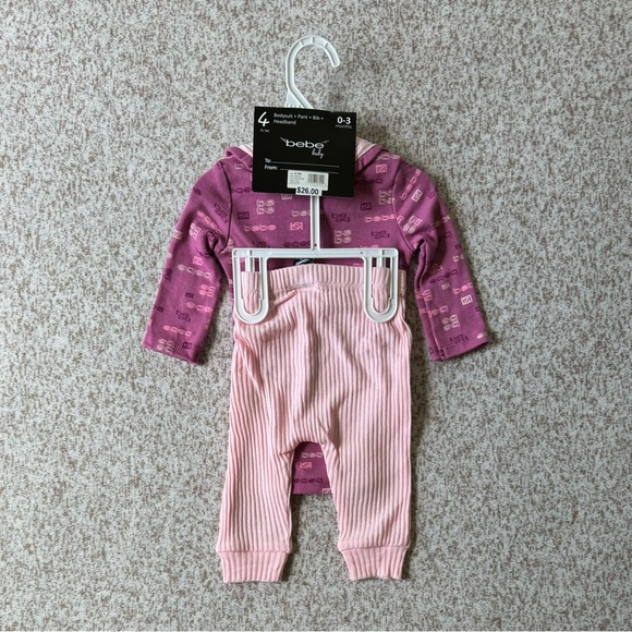 5/$25 Bebe Baby Girl 4-Piece Outfit Set - Picture 2 of 3
